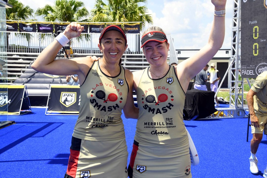 Tia Norton celebrating the 2023 Pro Padel League title for the Las Vegas Smash
