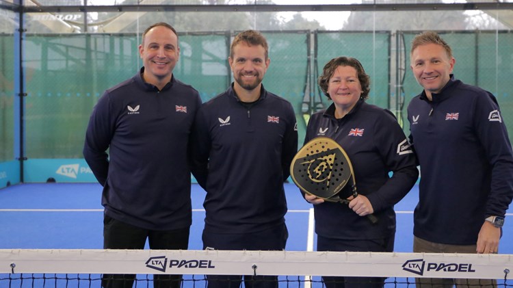 A picture of Steve Yeardley, Sandy Farquahson, Libby Fletcher and Tom Murray - the LTA Padel team