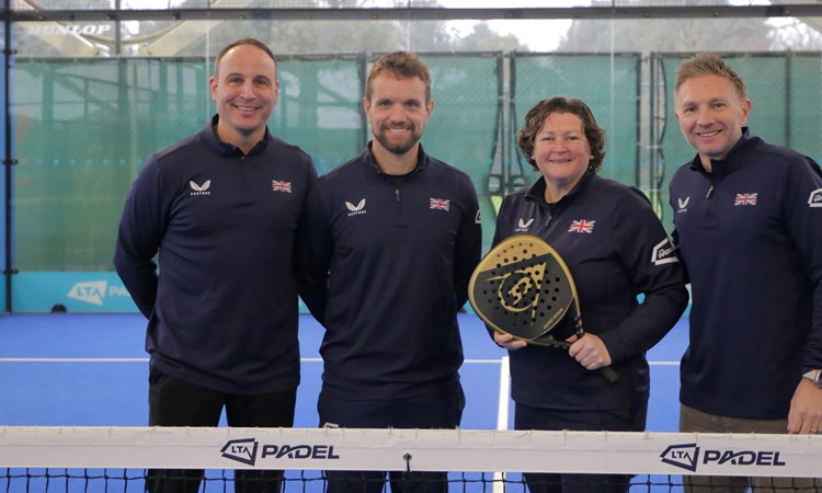 A picture of Steve Yeardley, Sandy Farquahson, Libby Fletcher and Tom Murray - the LTA Padel team