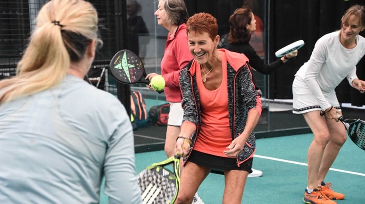 Women taking part in a padel drill
