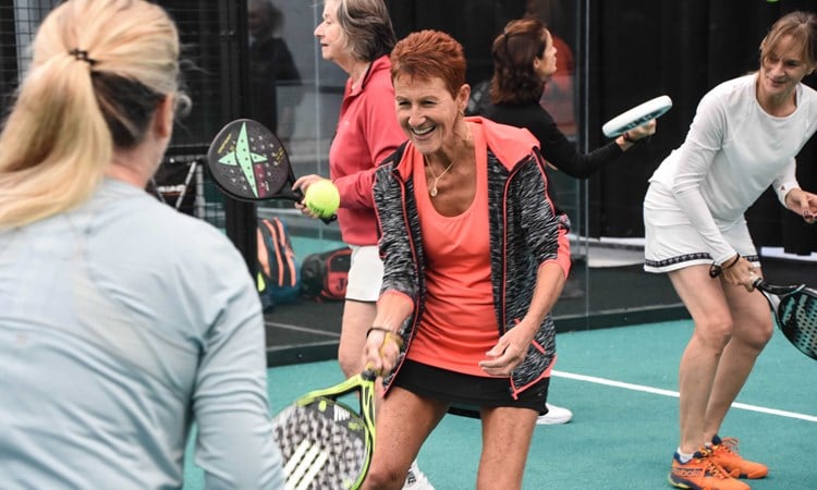 Women taking part in a padel drill