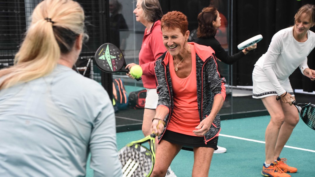 Women taking part in a padel drill