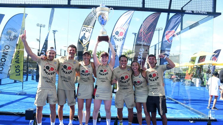The Las Vegas Smash team celebrates winning the Pro Padel League