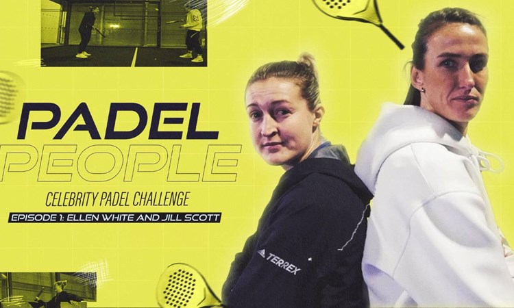 Padel people graphic with Ellen White and Jill Scott
