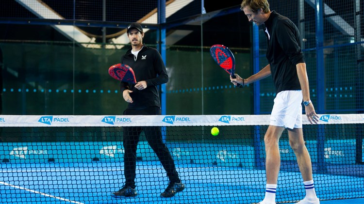Andy Murray and Peter Crouch on the padel court