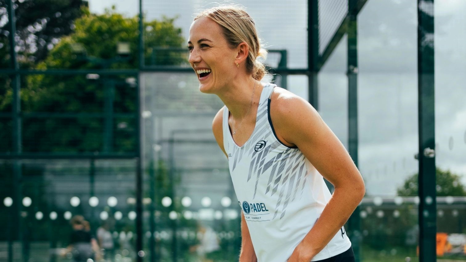 Victoria Nicholas laughing on court