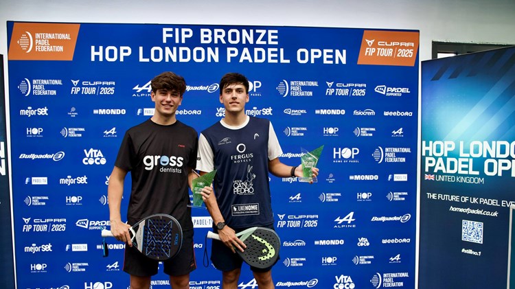 Men's champions Jaume Romera Barcelo and Marcos Gonzalez Blanco at the FIP Bronze HOP Padel Open