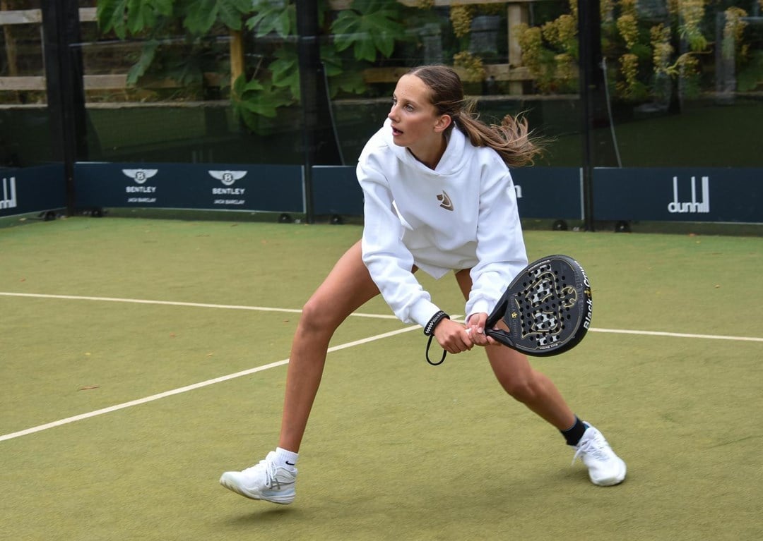 Rosie Quirk playing padel.