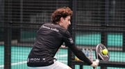 GB padel star Jamie Lobo hitting a backhand