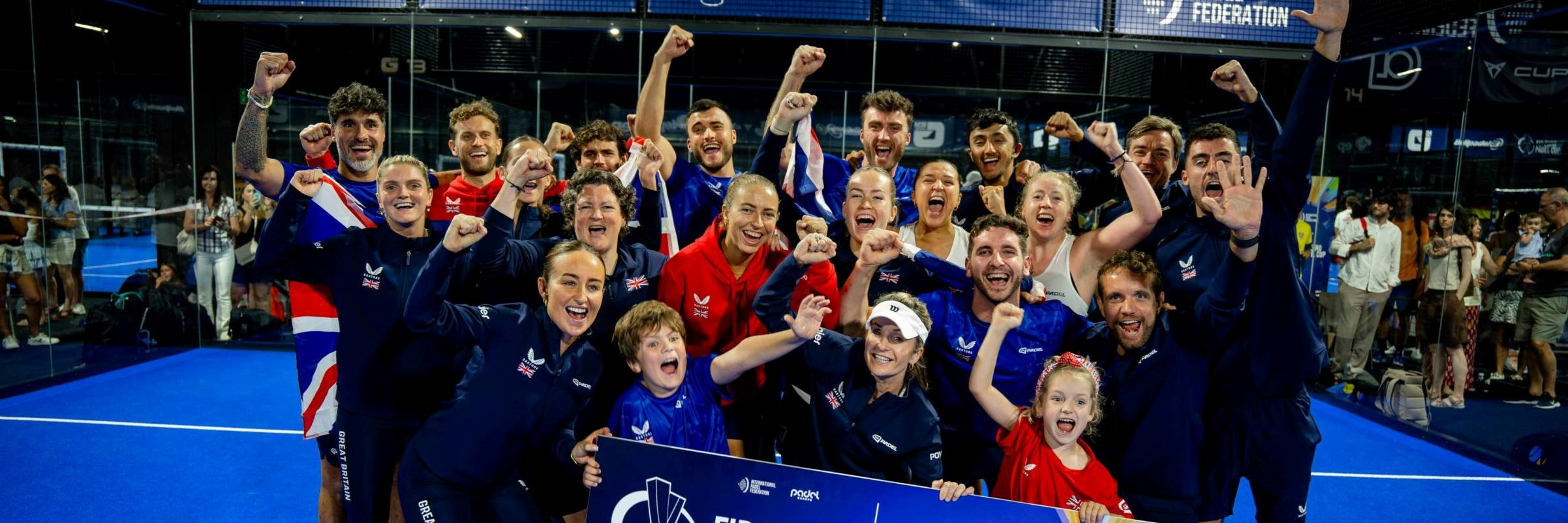GB padel teams celebrating after qualifying for the Final 8 at the FIP Euro Padel Cup