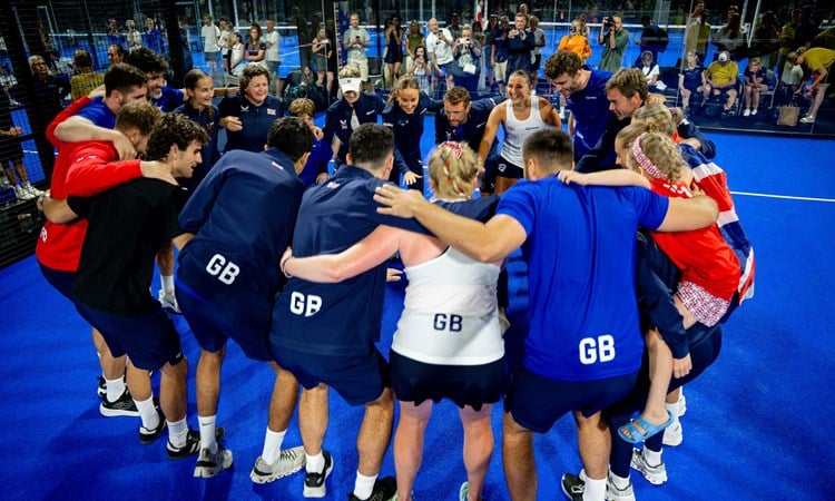 Team GB huddle at the Euro Padel Cup.
