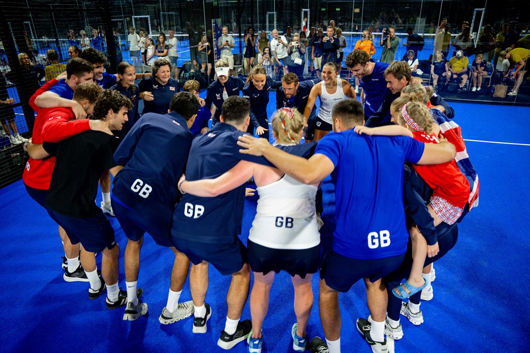 Team GB huddle at the Euro Padel Cup.