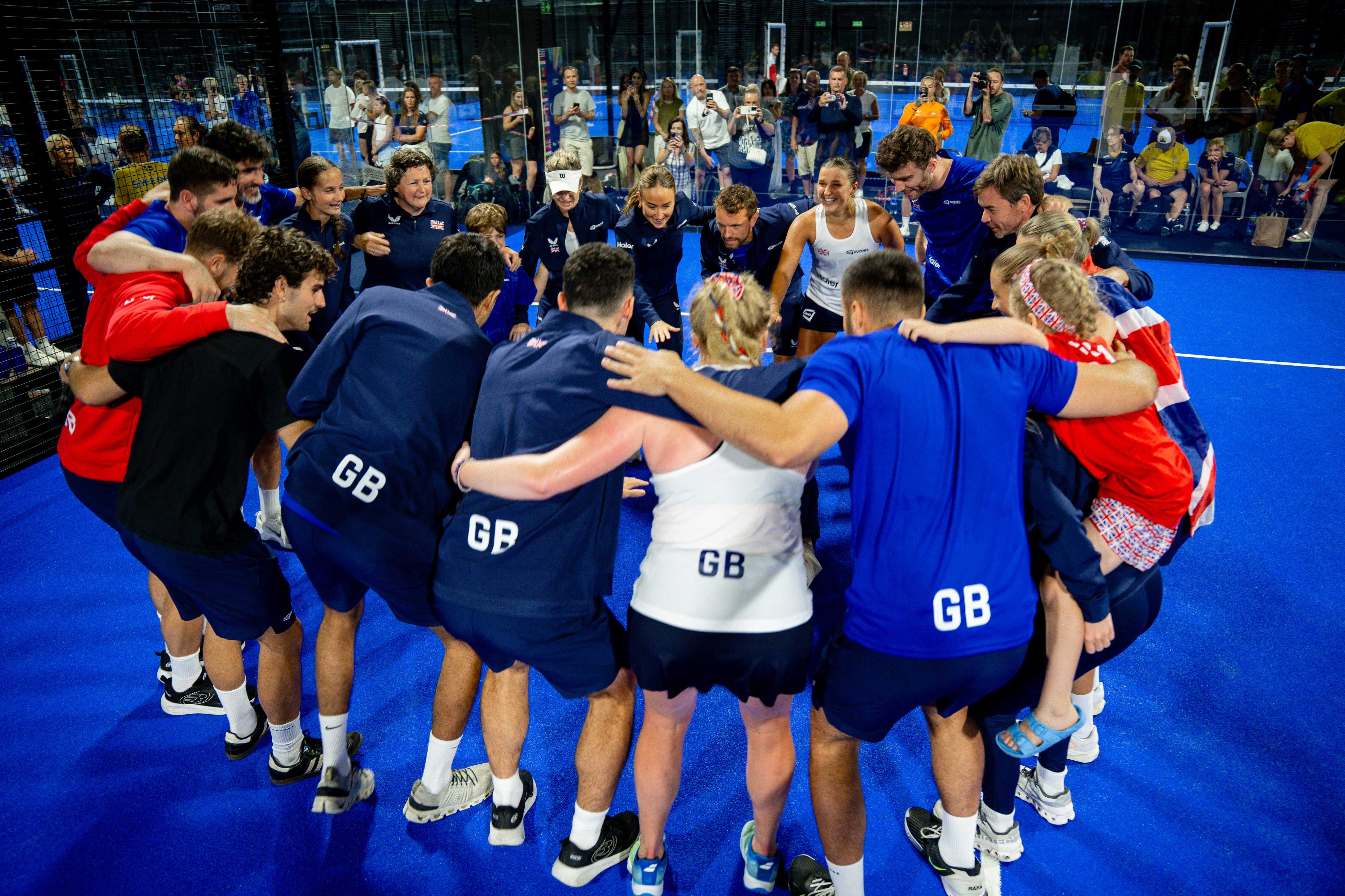 Team GB huddle at the Euro Padel Cup.