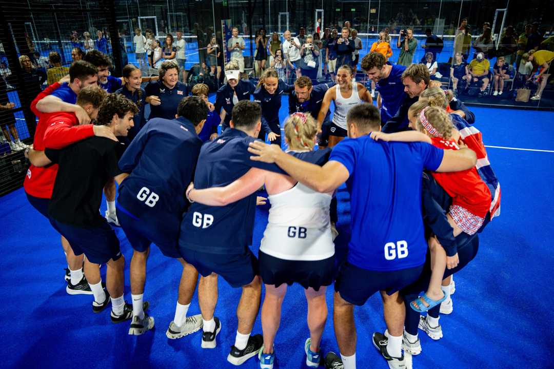 Team GB huddle at the Euro Padel Cup.