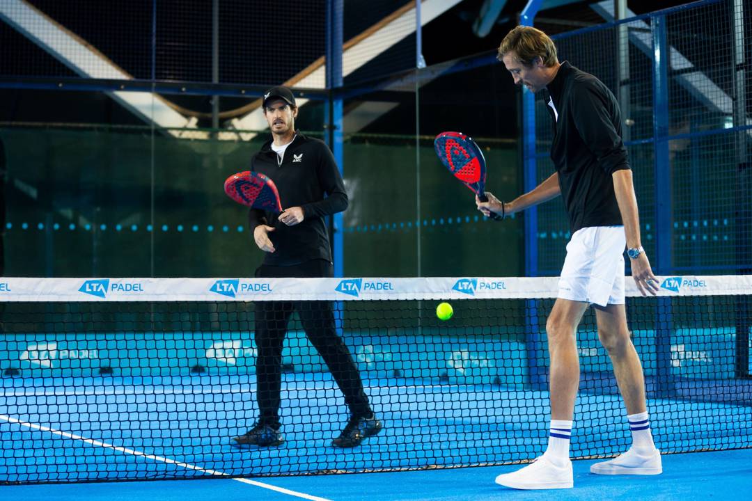 Andy Murray and Peter Crouch on the padel court
